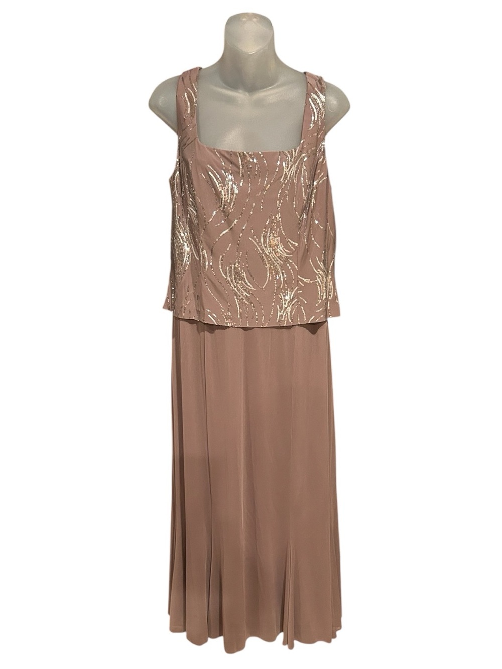 Alex Evenings Sequin Mock Two-Piece Dress with Jacket Size 14 Pewter and Silver - Picture 6 of 16